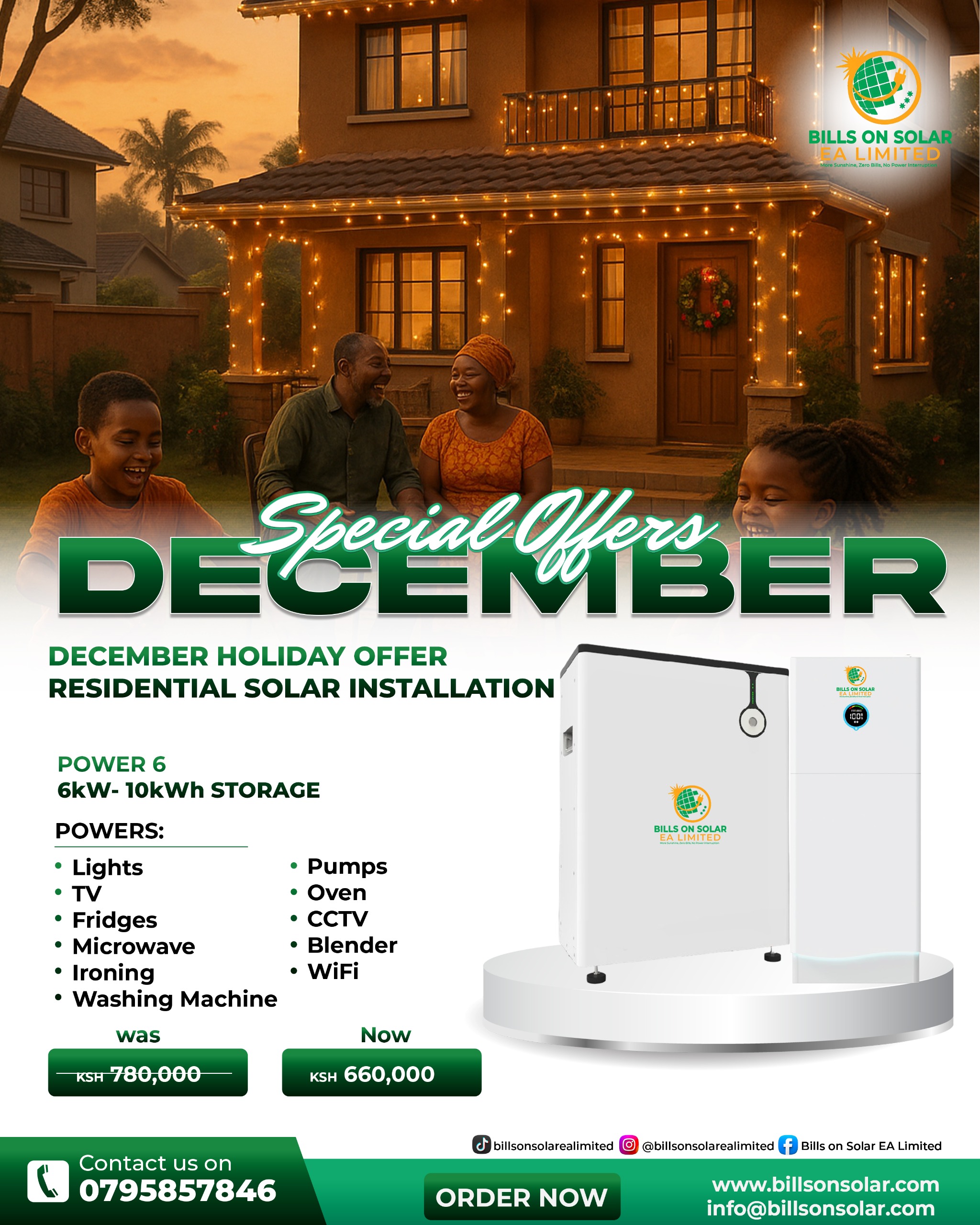 Power 6 December holiday solar system installation offers thumbnail