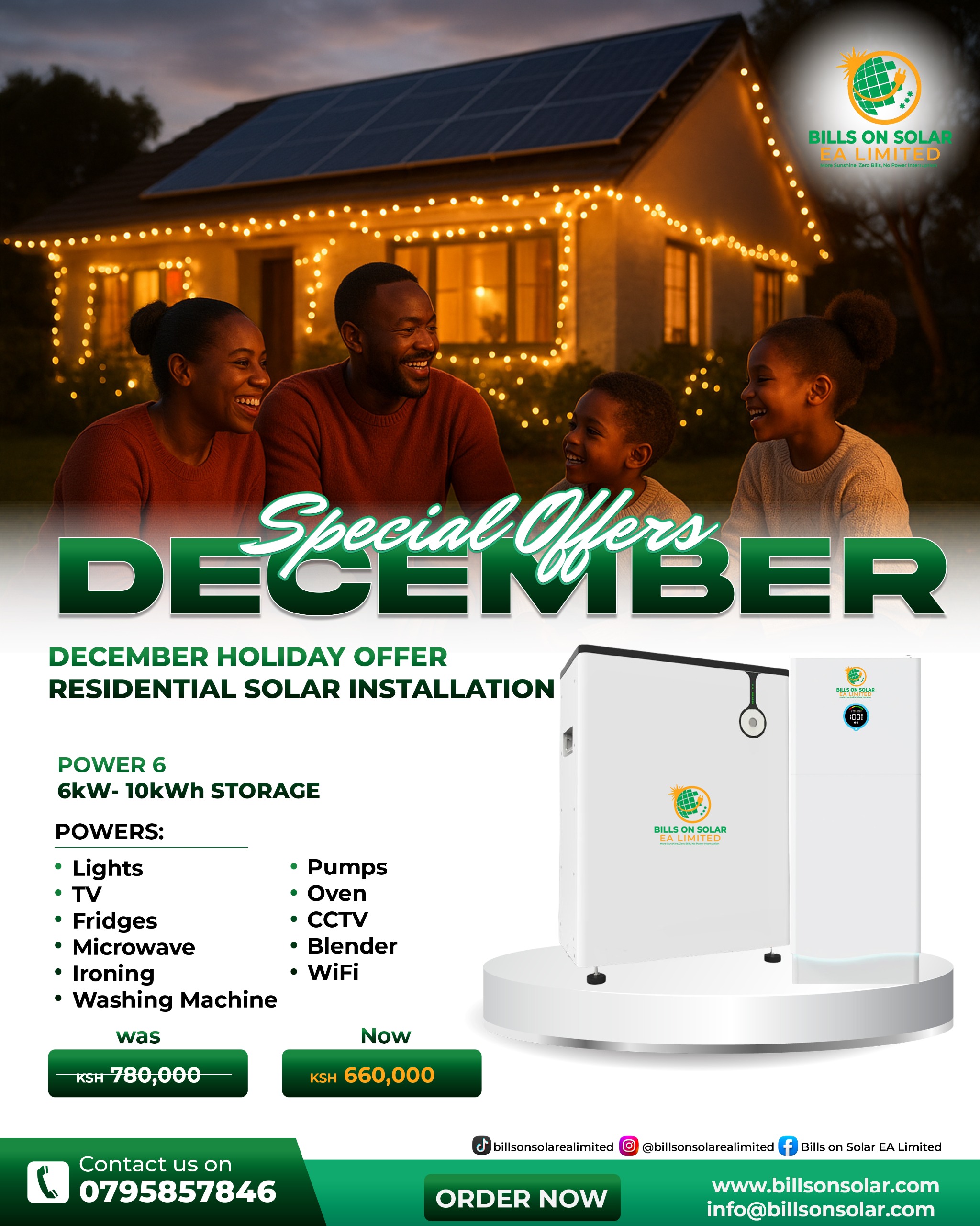 Power 6 December holiday solar system installation offers